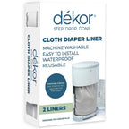 Dekor cloth diaper liner front view packaging and gray fabric material