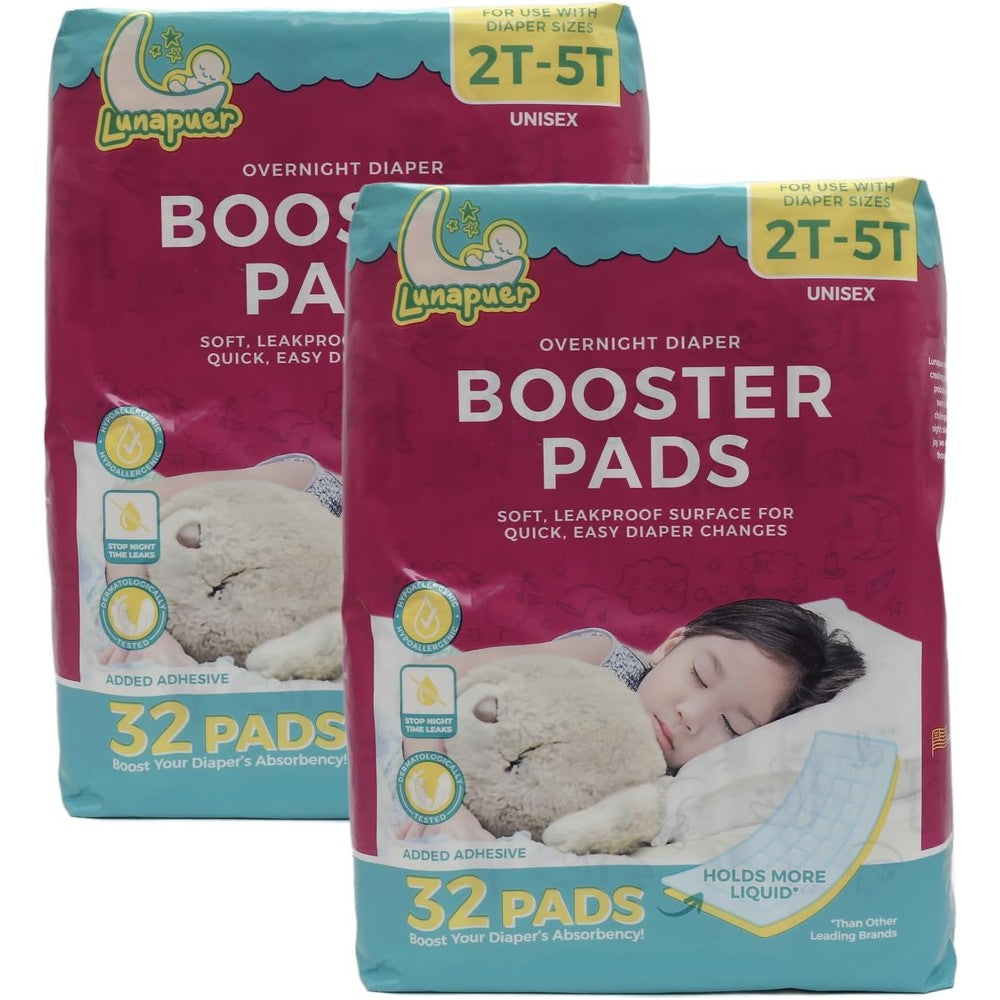 Lunapuer Overnight Diaper Booster Pads 64 count package front view