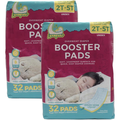 Lunapuer Overnight Diaper Booster Pads 64 count package front view