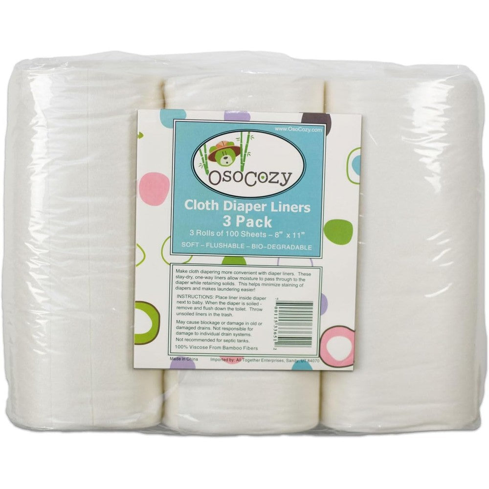 OsoCozy Flushable Diaper Liners 3 pack front view
