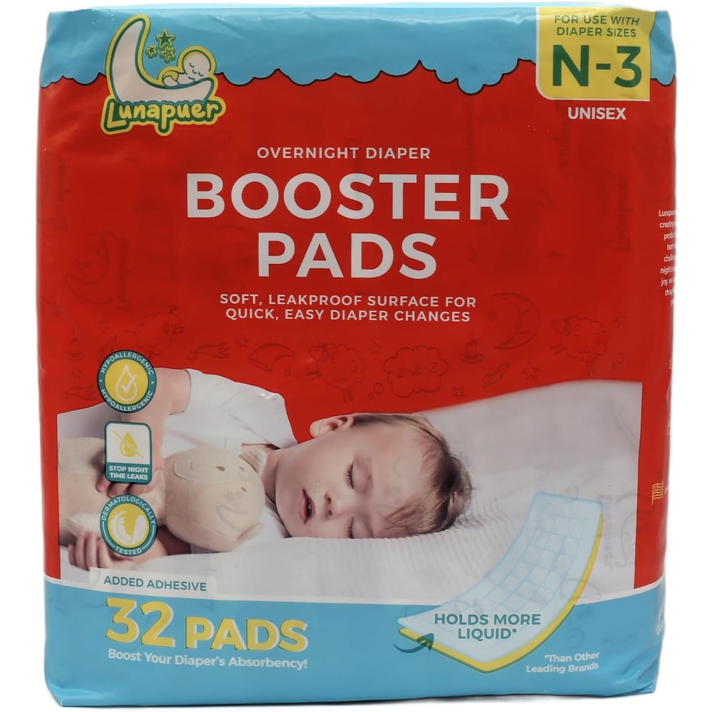 Lunapuer diaper booster pads overnight pack front view