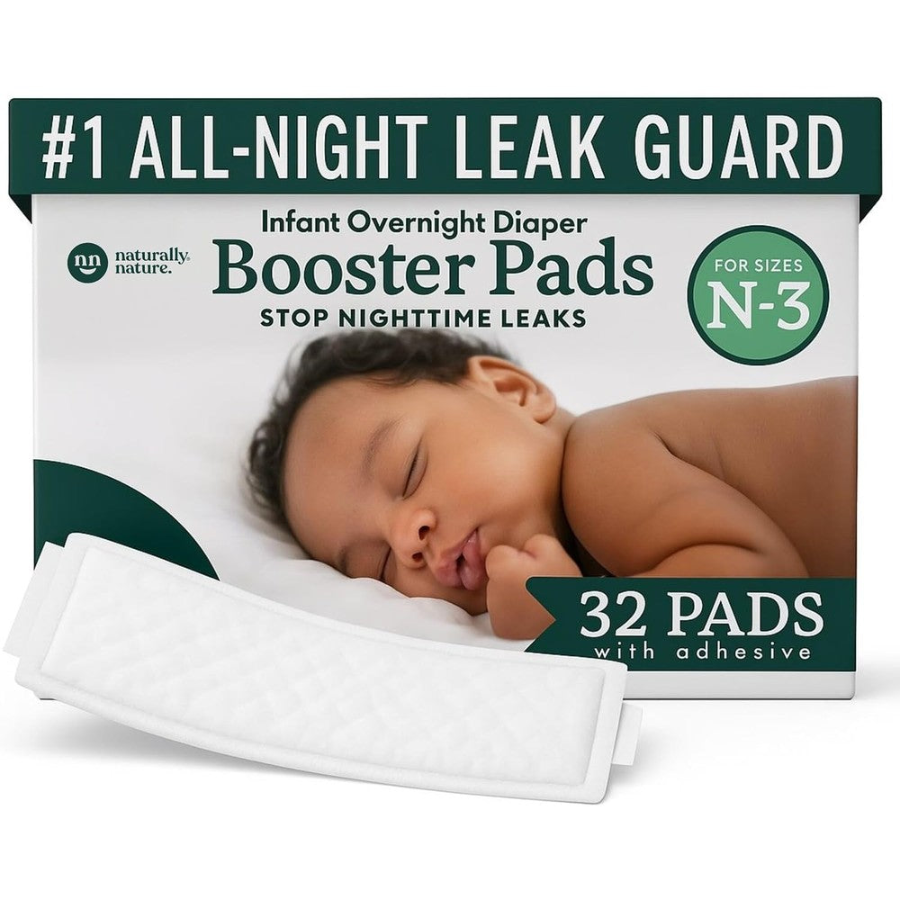 Naturally Nature Overnight Leak-Protection Diaper Booster Pads front of pack