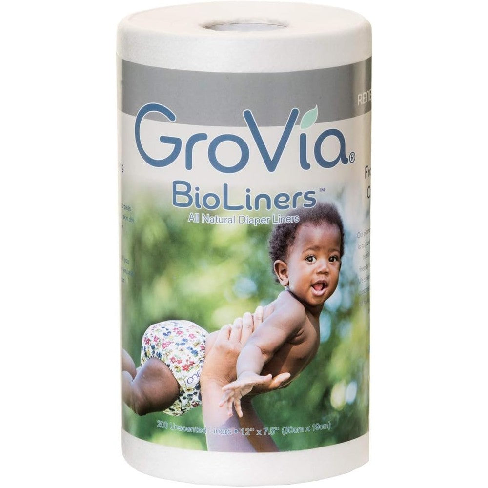 GroVia BioLiners 200 Count unscented diaper liners front packaging view