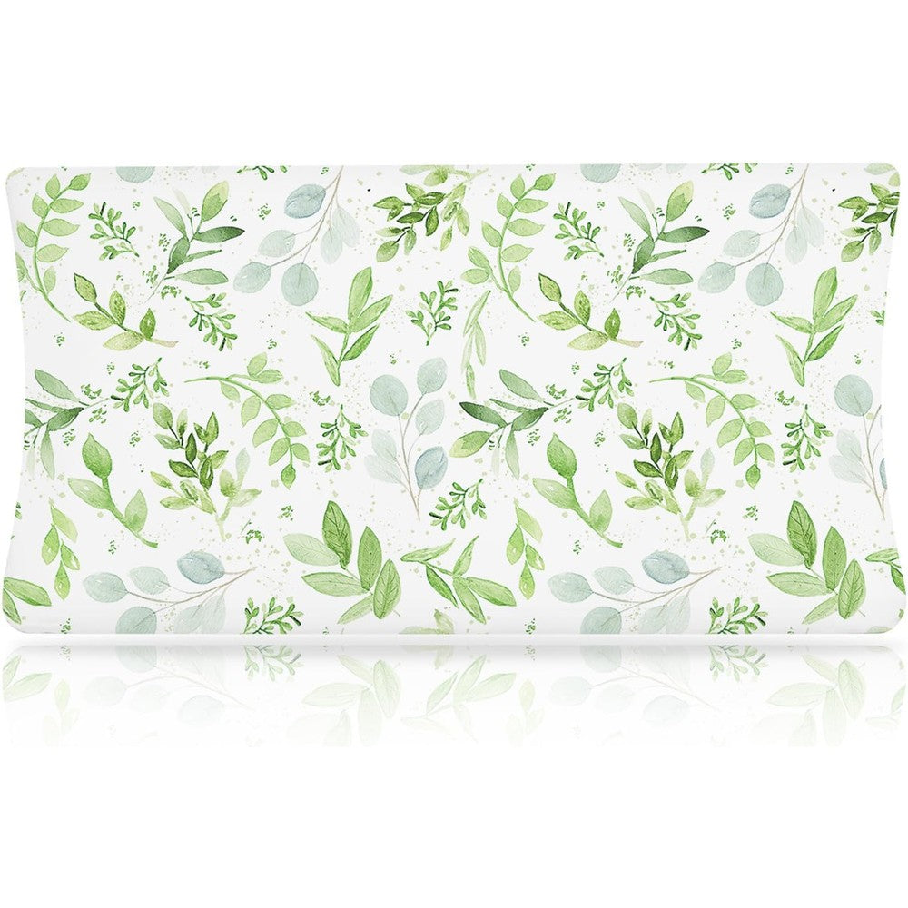 Gissroys Zhenzq baby changing pad cover front view watercolor eucalyptus leaf pattern