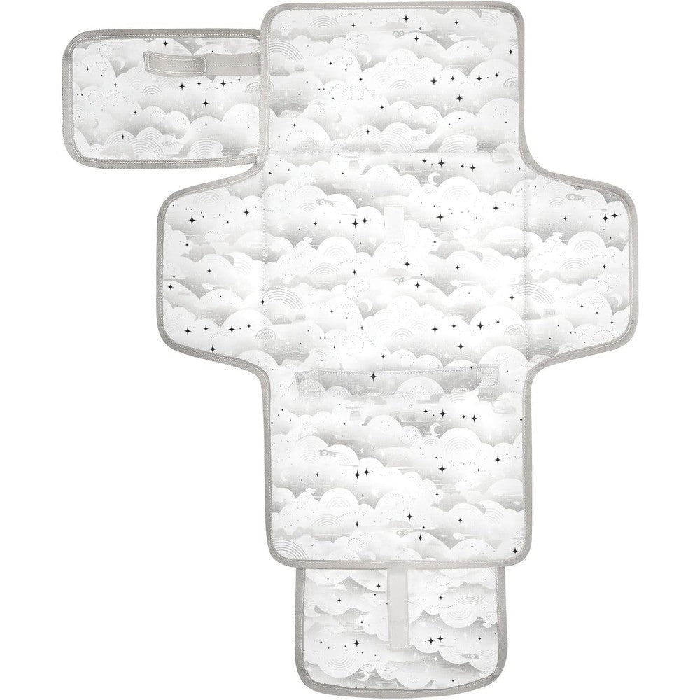 Siphylline baby changing pad front view showing light gray cloud and star pattern
