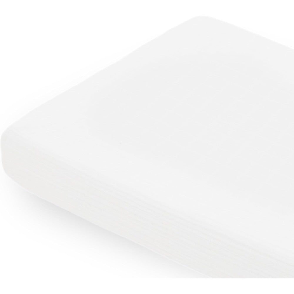 Little Unicorn white organic cotton muslin changing pad cover front view