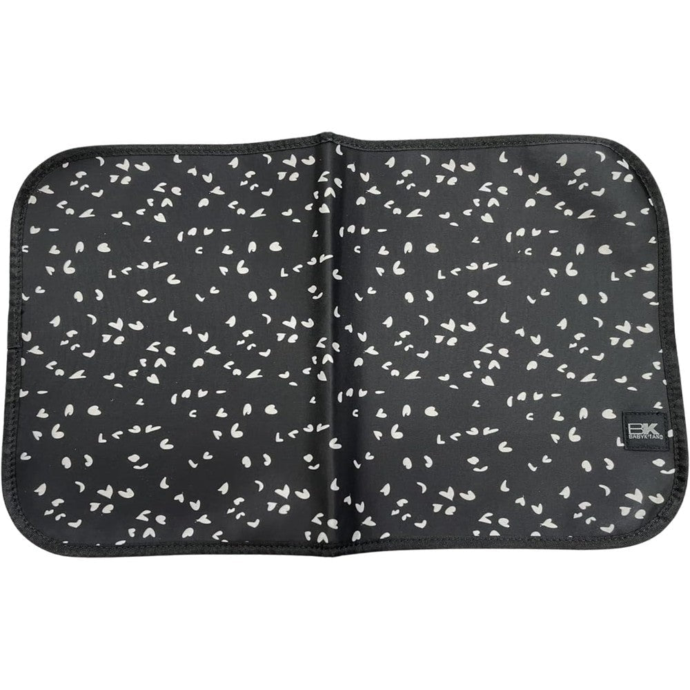 Baby K'tan Sojourn Changing Pad Sweetheart Black portable diaper mat front view