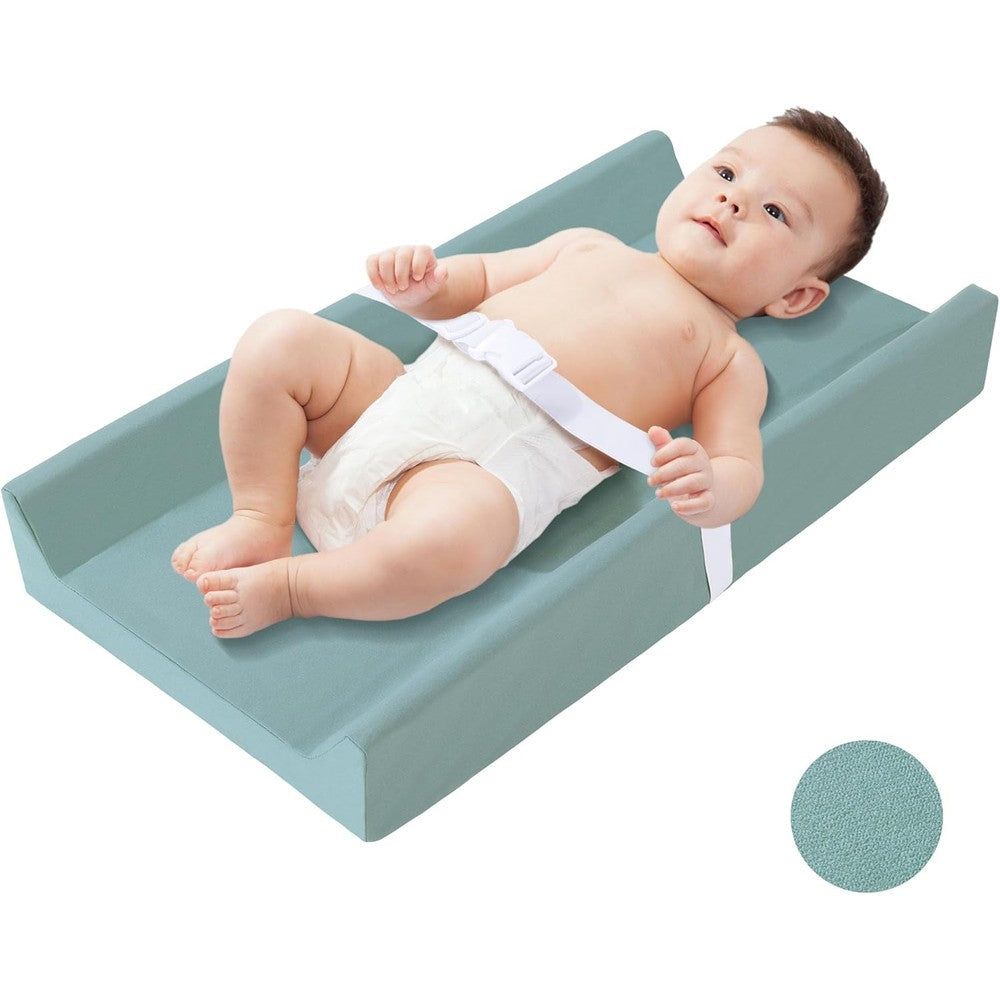 Hombys PU Leather Baby Changing Pad in Powder Blue front view