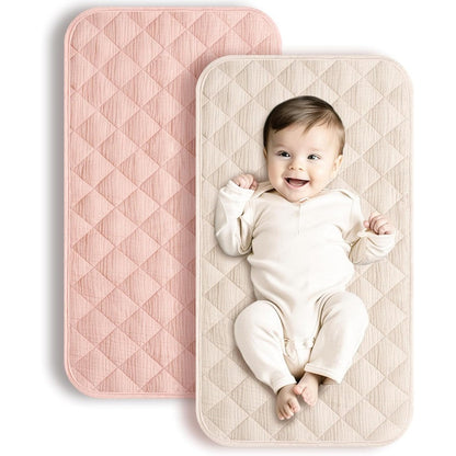 Konssy muslin cotton baby changing mat 2 pack front view