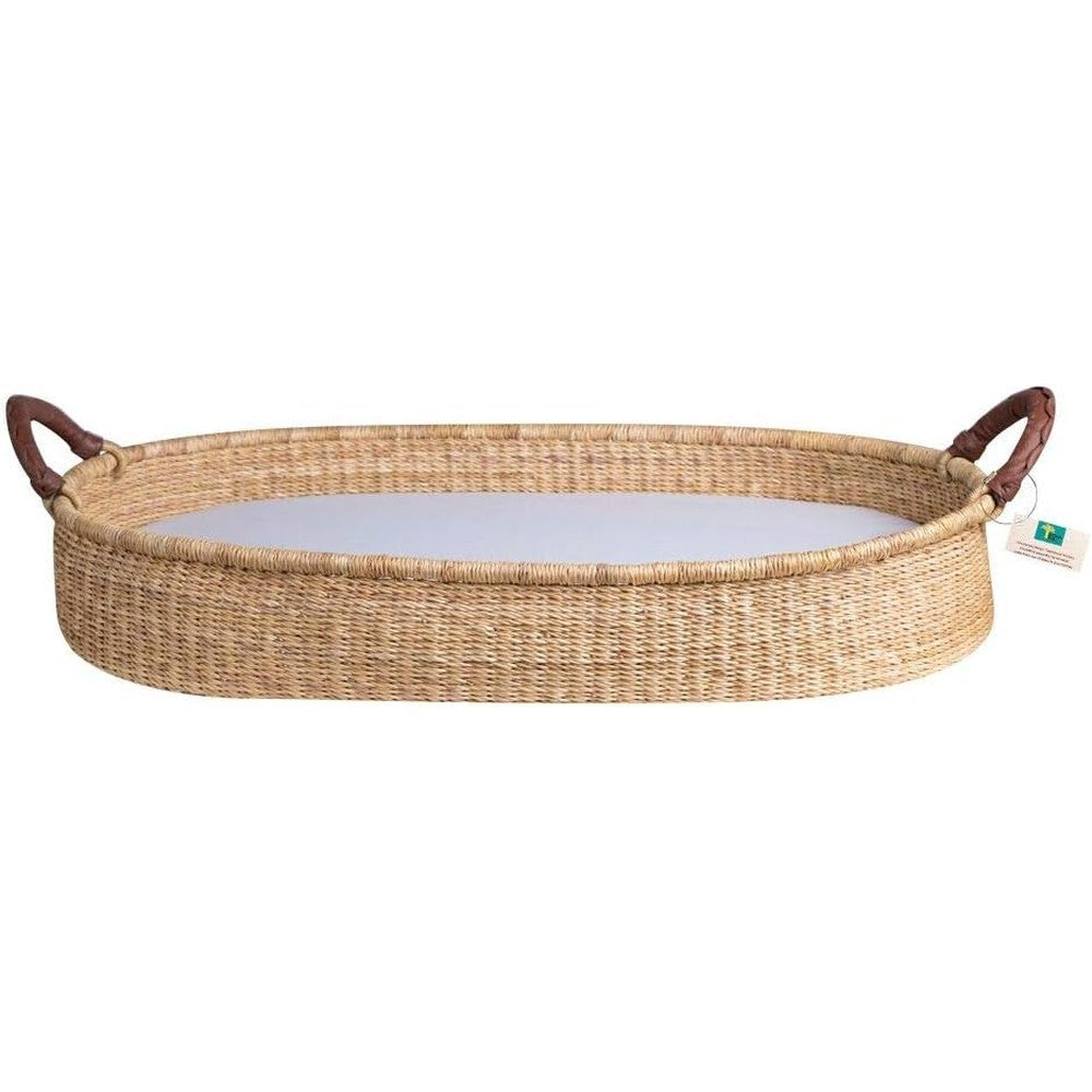 Design Dua handwoven elephant grass baby changing basket front view