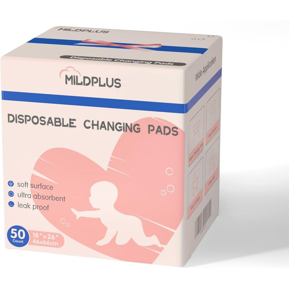 Mildplus disposable changing pads 50 count pack front view