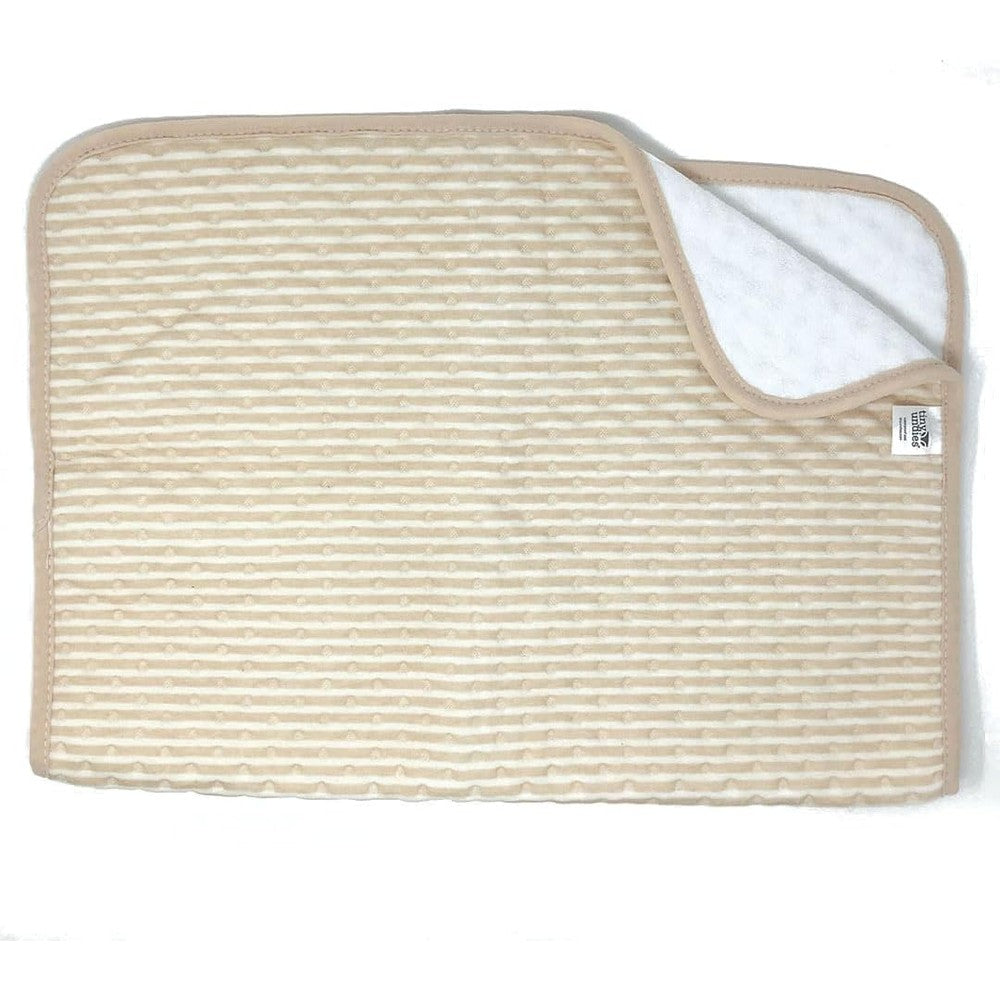 Tiny Undies waterproof baby changing pad front view with stripes pattern