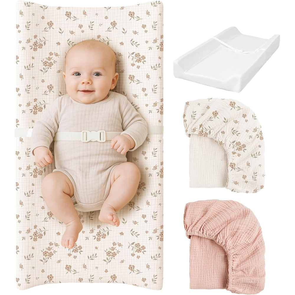 Konssy muslin changing pad blossom pink front view