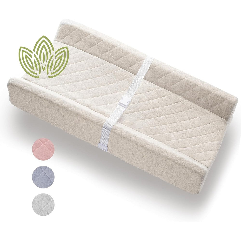 Modera organic cotton contoured baby changing pad front view