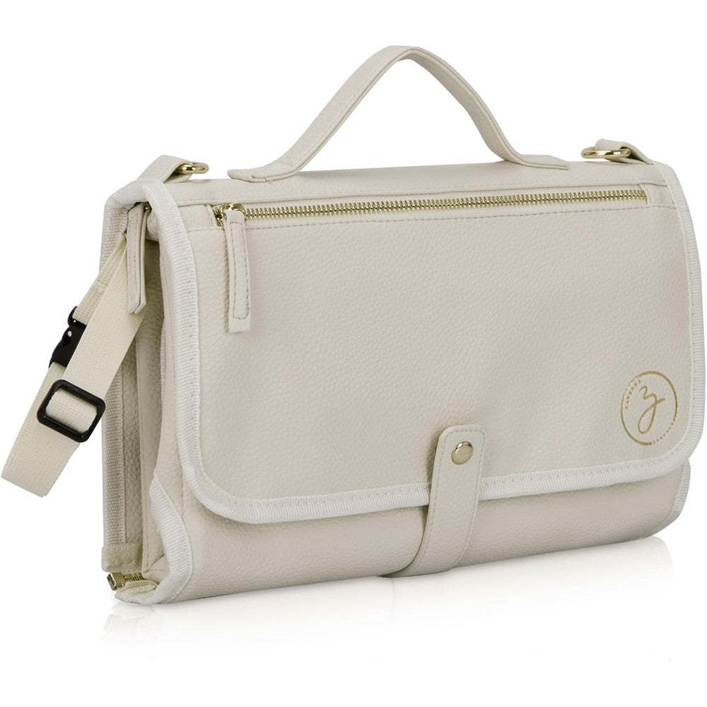 Zaveena Portable Diaper Changing Pad in cream folded view