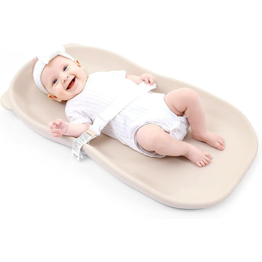 Knirose wipe-clean baby diaper changing pad front view placed on a wooden nursery dresser table.