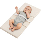 YACODAVO foldable baby changing pad front view layout showcasing the sleek white vegan leather waterproof exterior