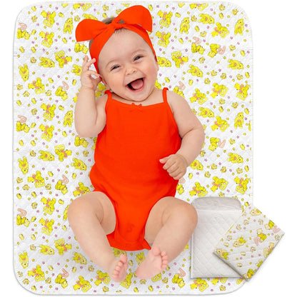 Baby Loovi portable waterproof diaper changing mat in yellow bear pattern