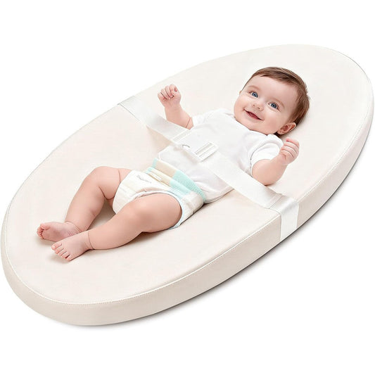 VISFAPAER baby diaper changing pad front view showing contoured edges and safety strap