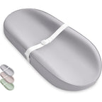 Blissful Diary Vegan Leather Baby Changing Pad front view in light gray color.