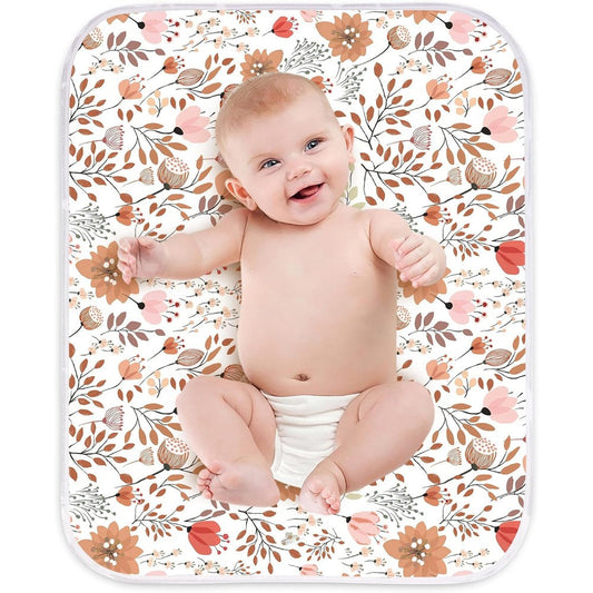 Bnditeu floral print waterproof baby diaper changing pad front view