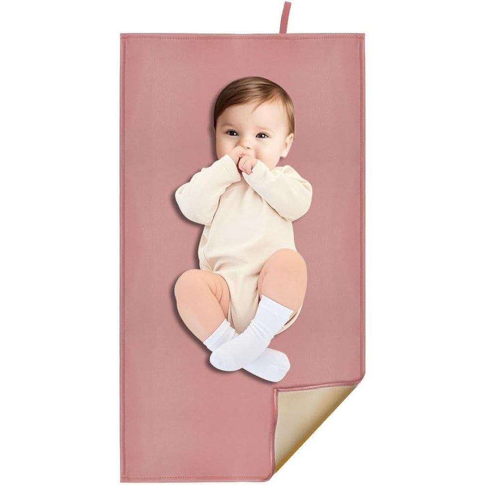 Bewdio dusty pink wipeable baby changing pad front view