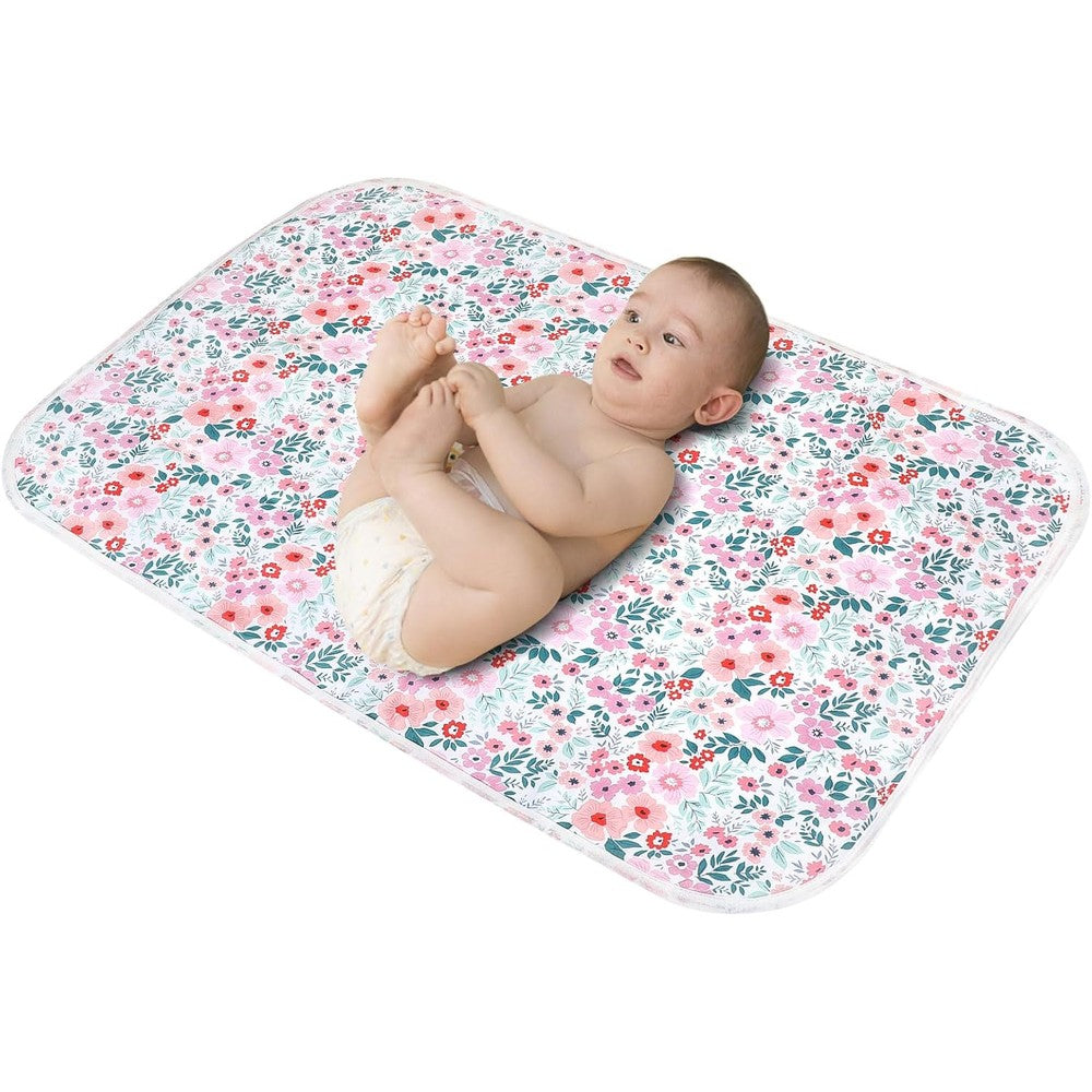 Phoebus Baby waterproof diaper changing pad front view floral pattern