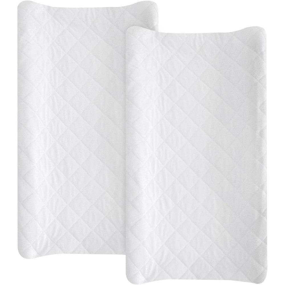 Dms Protector Waterproof Changing Pad Cover 2 Pack, Quilted Viscose Fitted Diaper Changing Table Cover, Soft And Breathable Sheets For Baby, White - Image 1