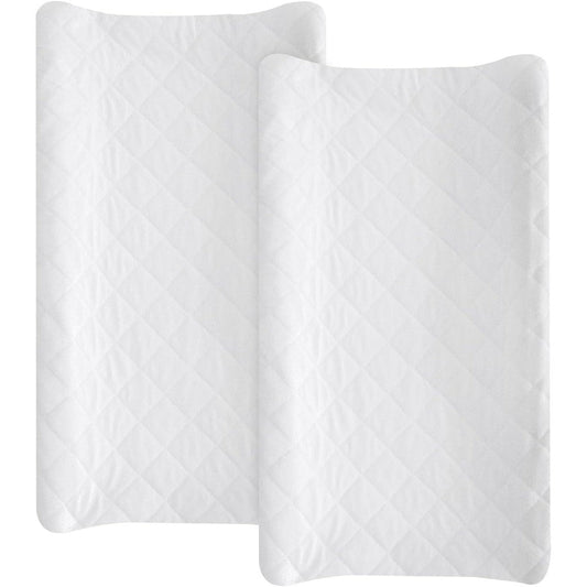 Dms Protector Waterproof Changing Pad Cover 2 Pack, Quilted Viscose Fitted Diaper Changing Table Cover, Soft And Breathable Sheets For Baby, White - Image 1