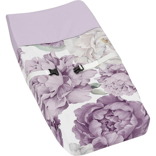 Sweet Jojo Designs lavender floral changing pad cover front view