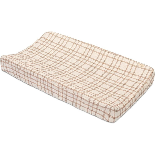 Crane Baby Charlie Farmhouse quilted plaid change pad cover front view