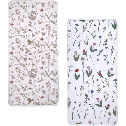 Haakaa waterproof changing pad liners front view with floral prints