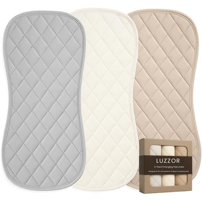 Luzzor 3-pack waterproof baby changing pad liners front view