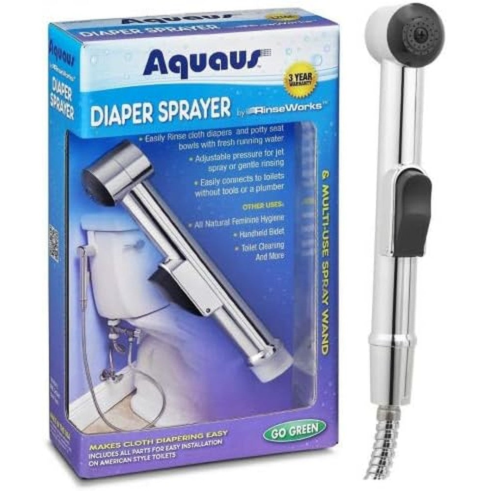 Aquaus chrome diaper sprayer and spray wand front view