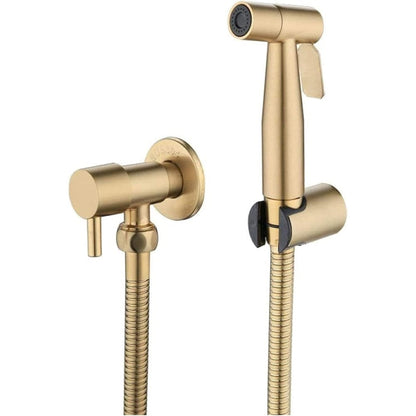 Muobsbjrx brushed gold handheld toilet sprayer kit front view