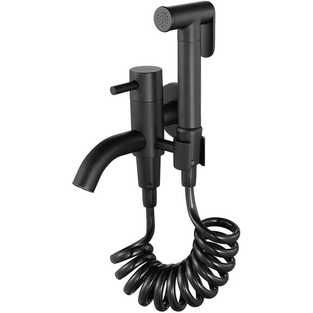 Festas Minjing brass toilet sprayer front view showing handheld nozzle and hose.