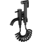 Festas Minjing brass toilet sprayer front view showing handheld nozzle and hose.