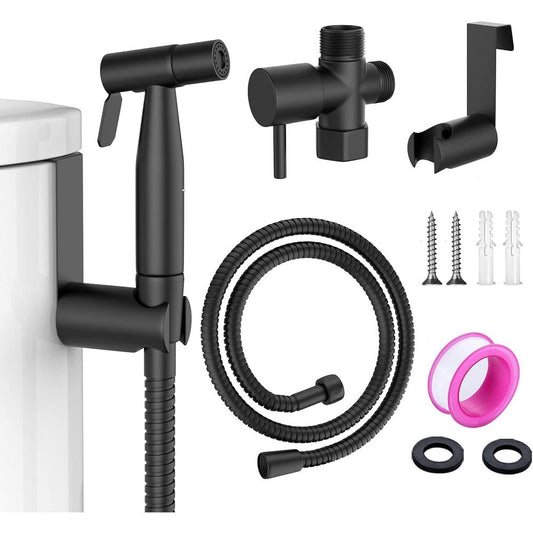 Belivor stainless steel handheld bidet sprayer matte black front view