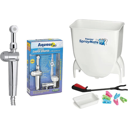 Rinseworks Aquaus SprayMate and 360 bundle front view for toilet