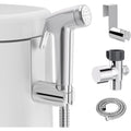 Shineforu handheld bidet sprayer brushed nickel front view with sprayer head
