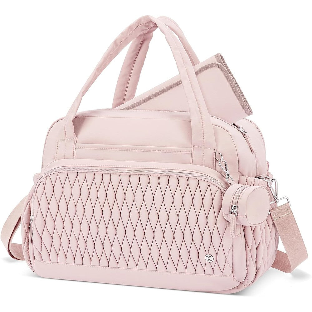 Telena tote diaper bag front view with pacifier case