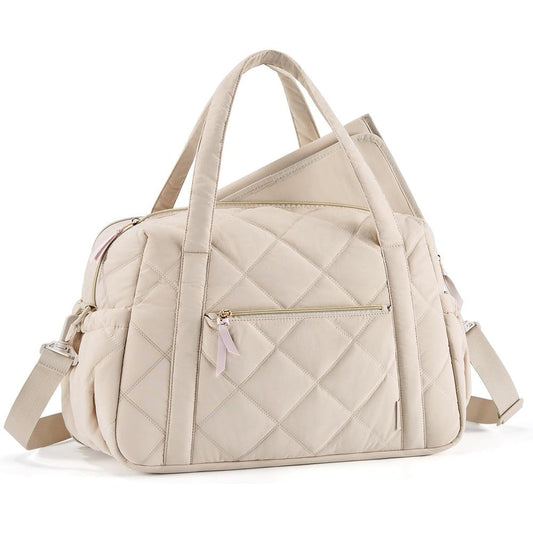 Mommore quilted expandable diaper bag tote front view