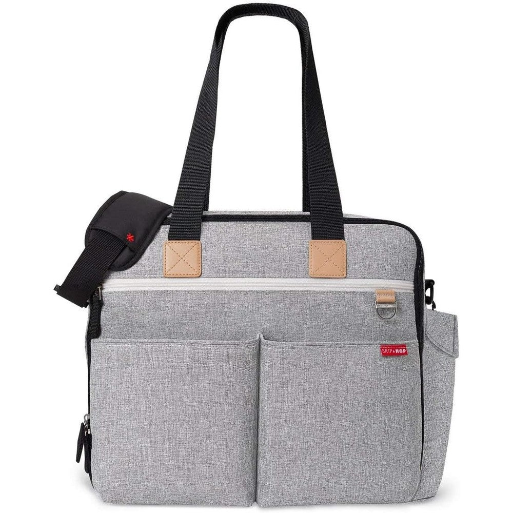 Skip Hop Iconic Duo Weekender Diaper Bag front view in Grey Melange