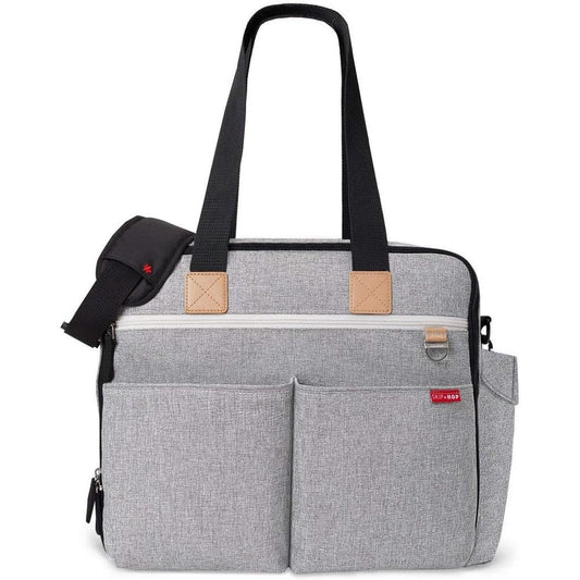 Skip Hop Iconic Duo Weekender Diaper Bag front view in Grey Melange