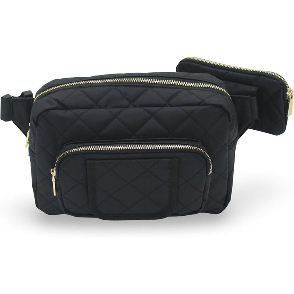 Lion & Light Jetsetter Mini Diaper Bag front view in black