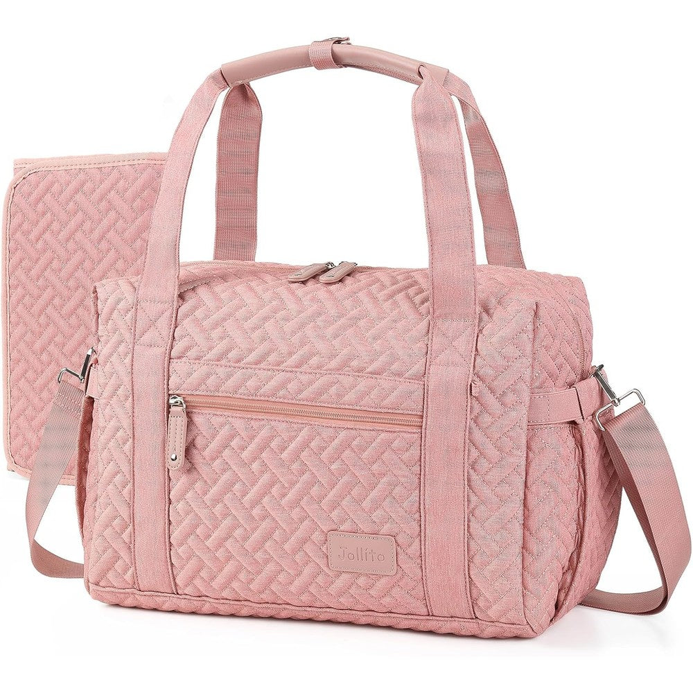 Jollito quilted diaper bag tote front view