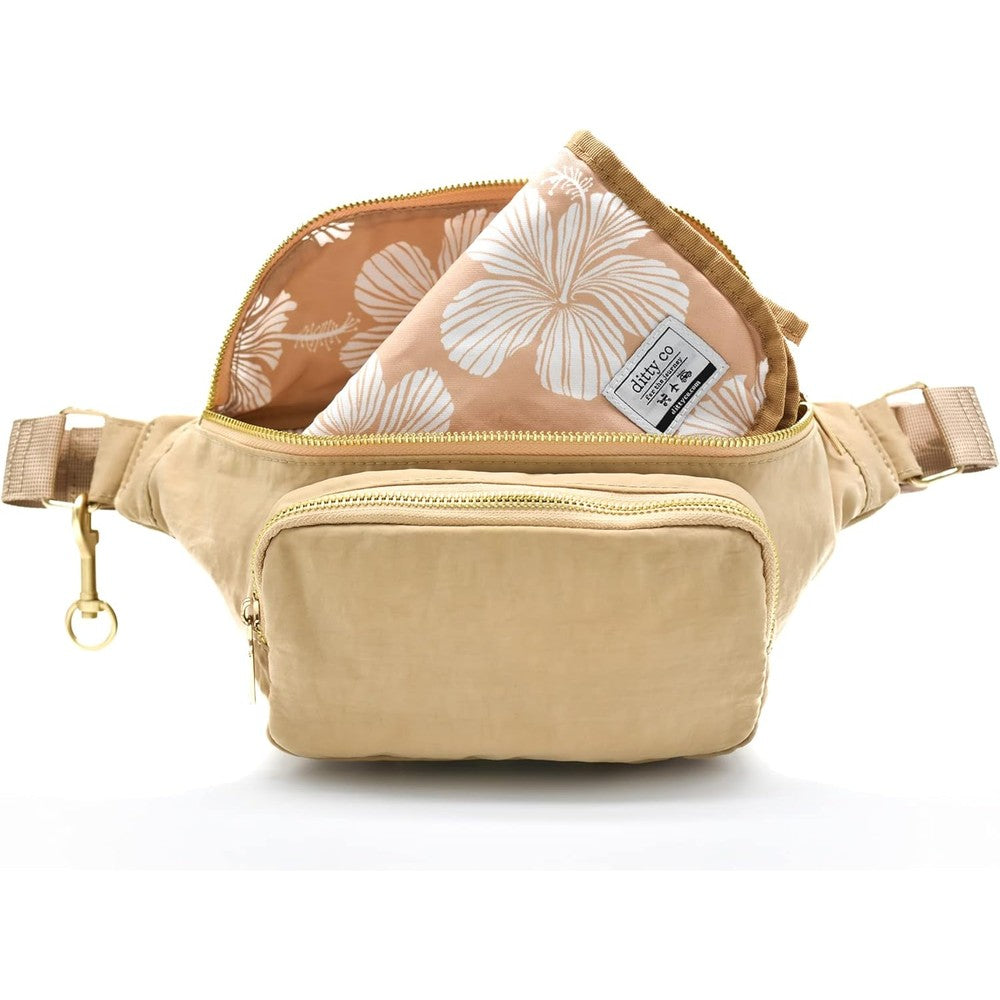 Ditty Co Lanikai small diaper bag natural tan front view