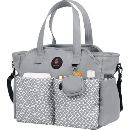 Supromomi diaper bag tote front view in grey