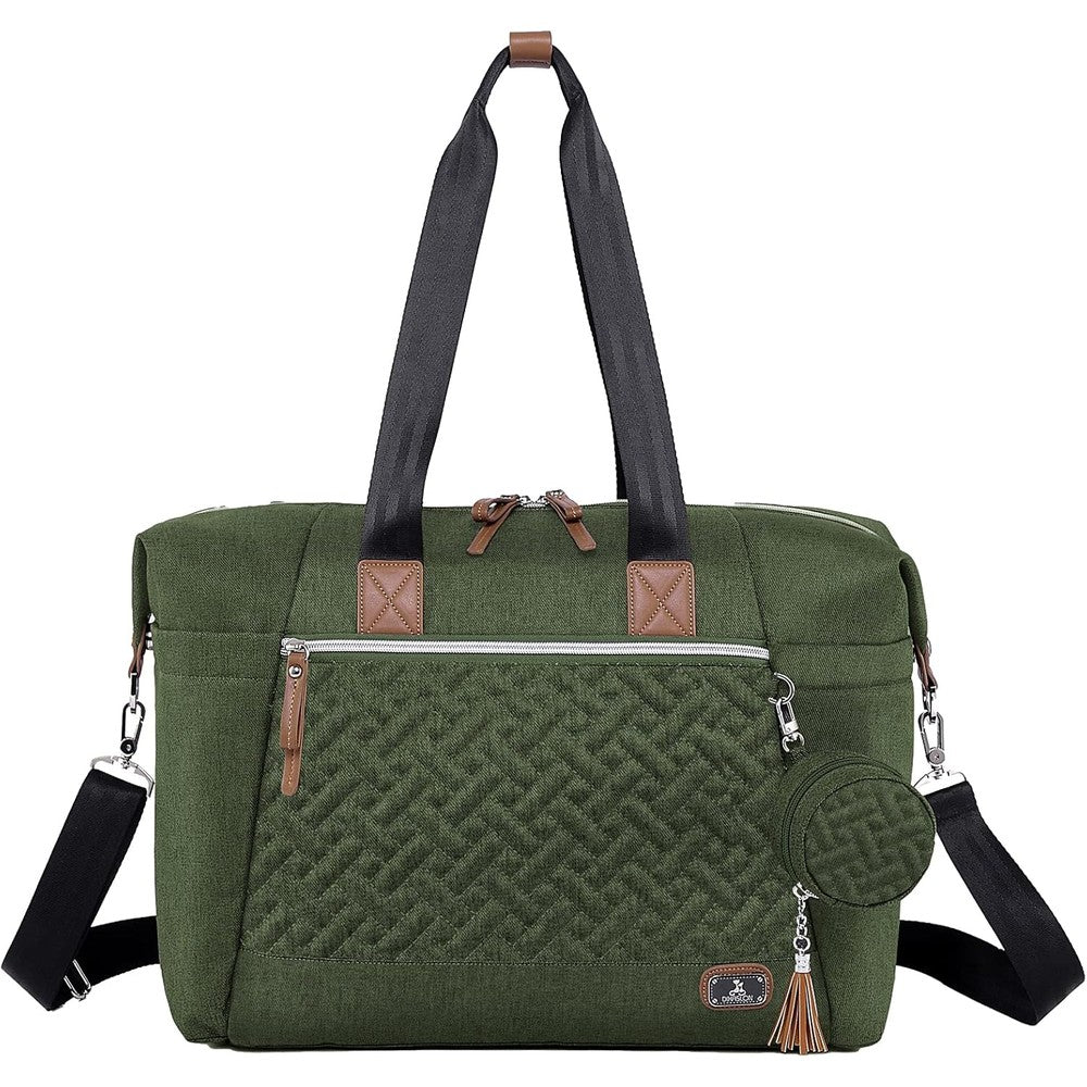 Dikaslon diaper bag tote front view in olive green