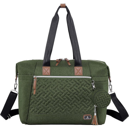 Dikaslon diaper bag tote front view in olive green